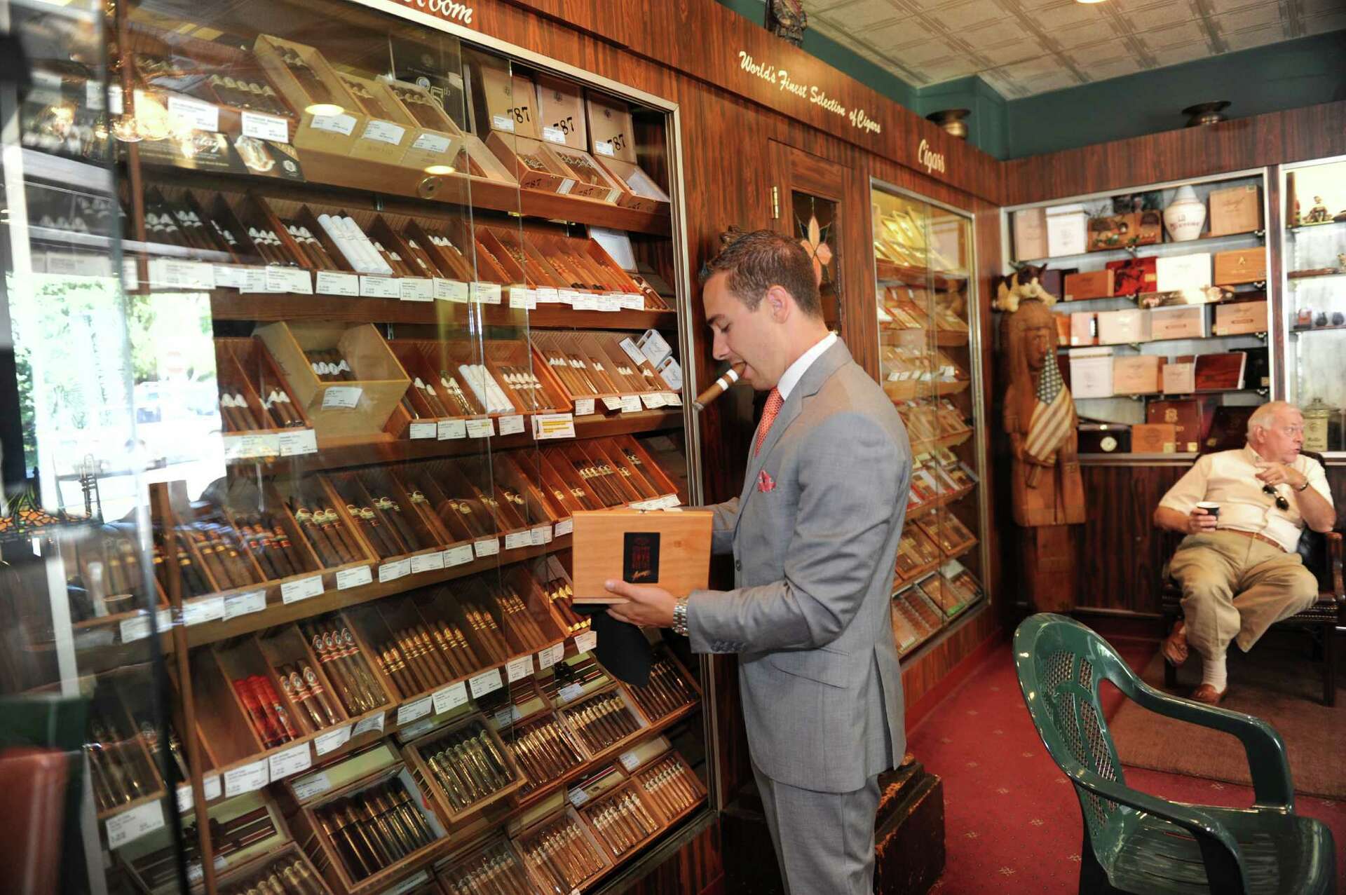 Michael Cafagno, owner of The Tobacconist of Greenwich, where same day delivery and local pickup options are available.