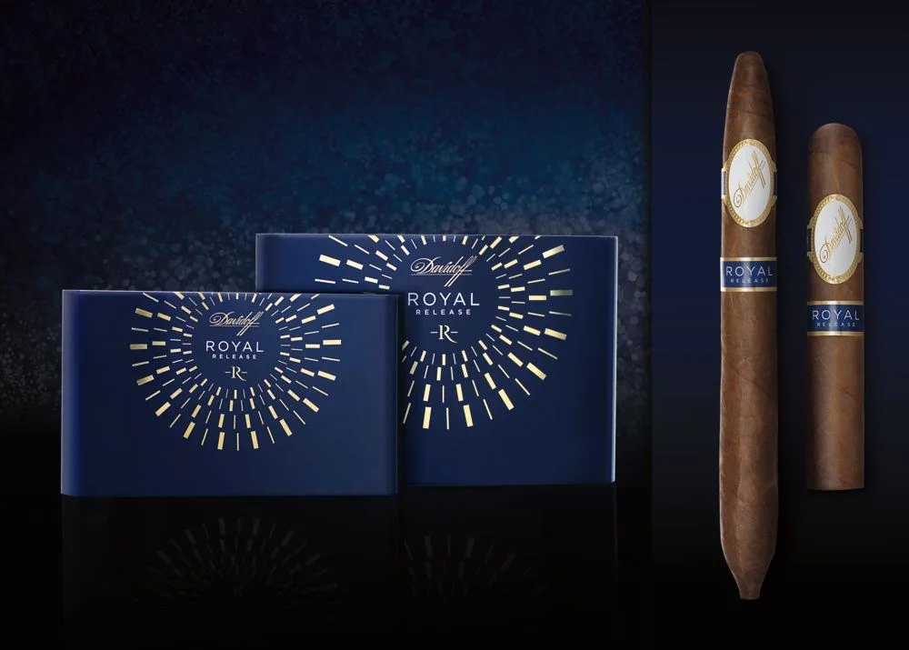 Davidoff Royal Release cigars pictured in both sizes Robusto and Salomones