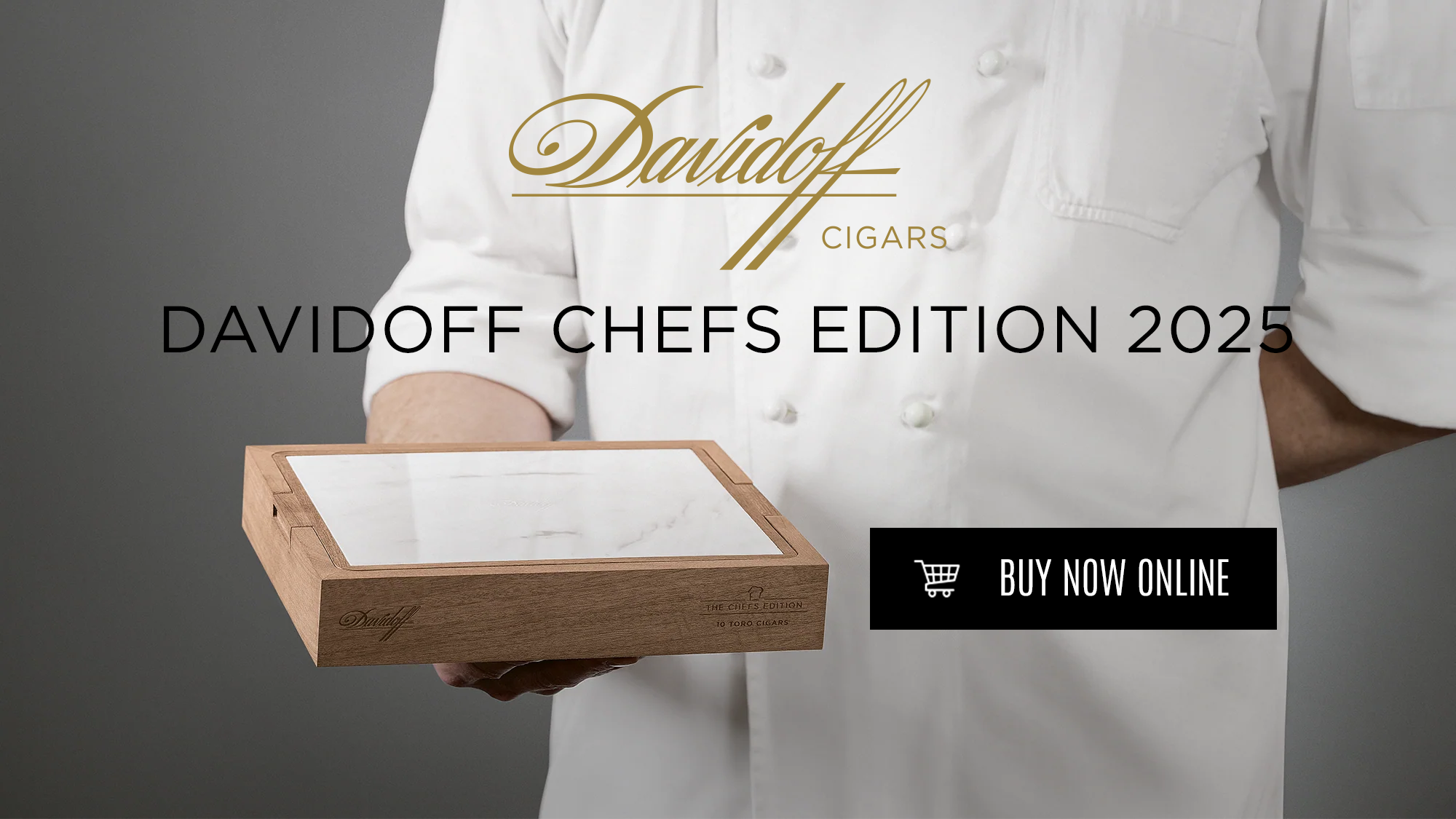 Davidoff Chefs Edition box being held buy a Michelin star chef