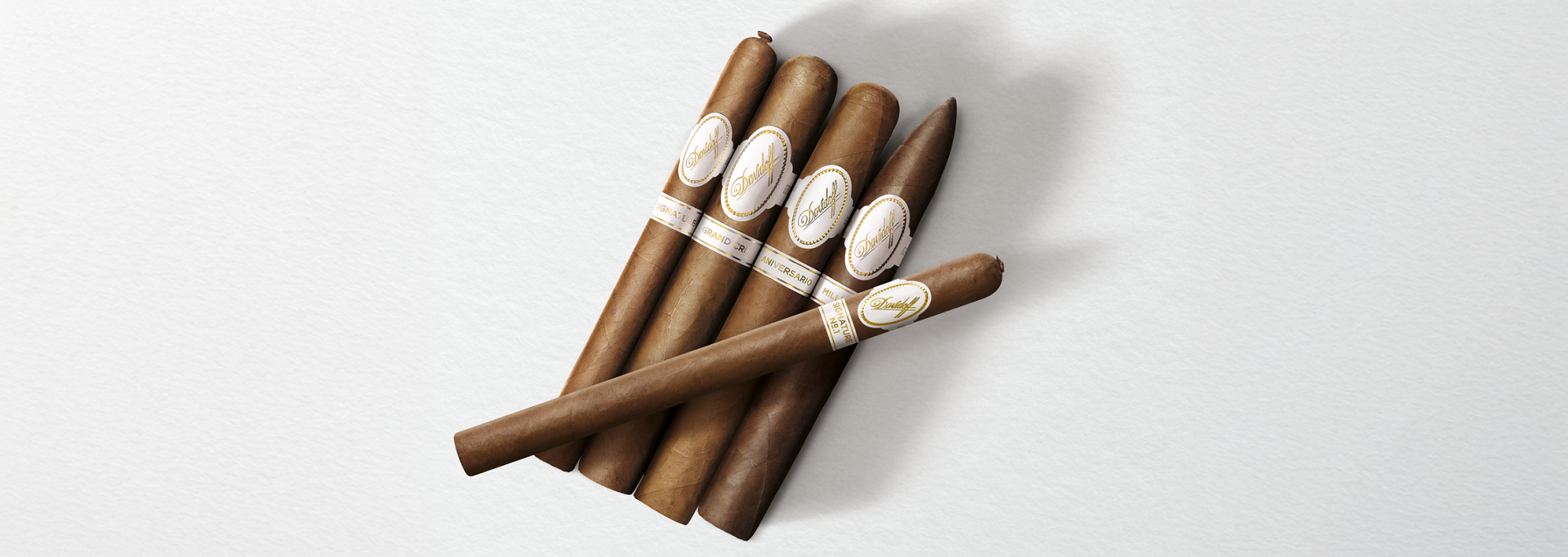 Davidoff white label cigars stacked on each other