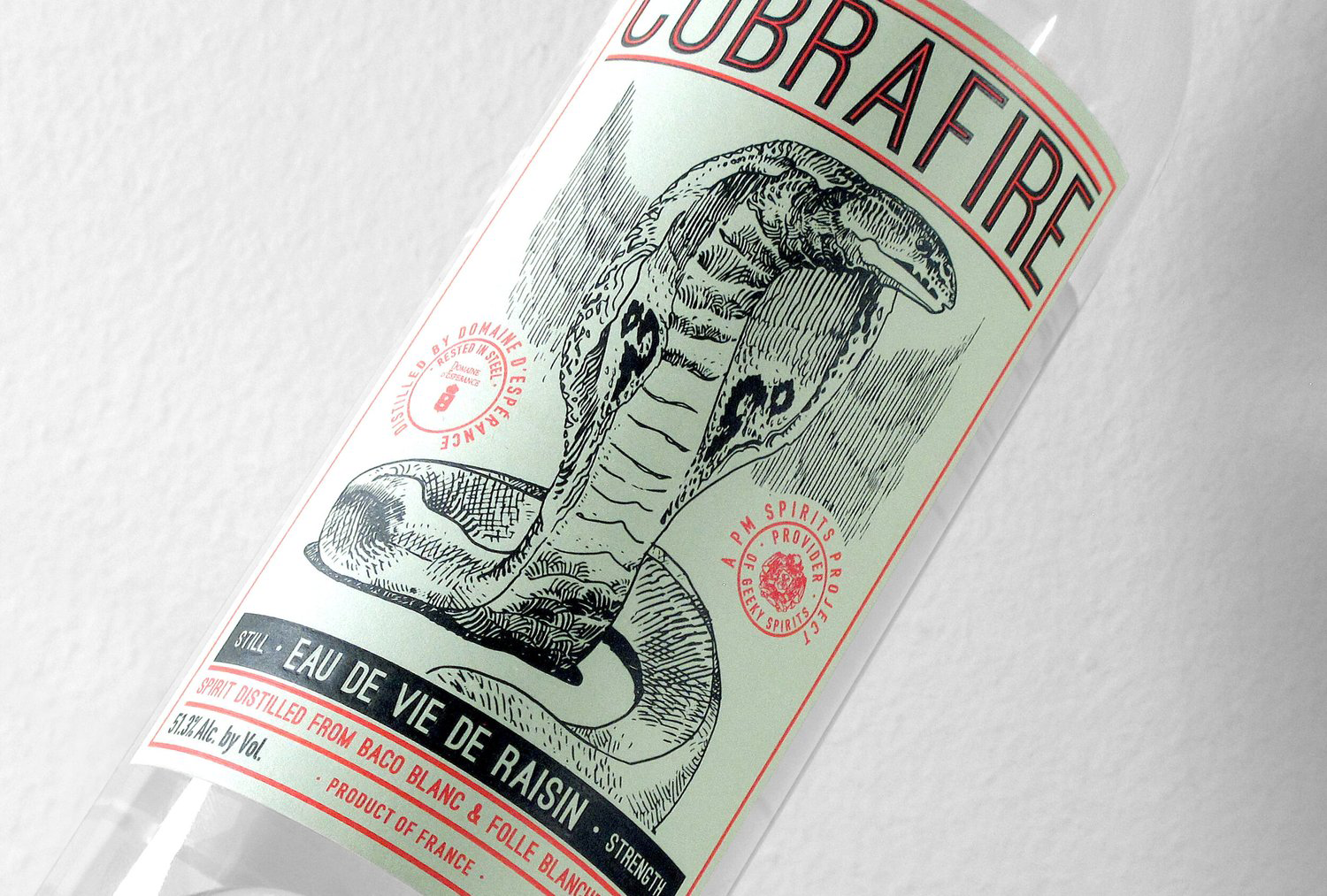 Cobrafire Eau de Vie by PM Spirits Closeup Shot of the Label