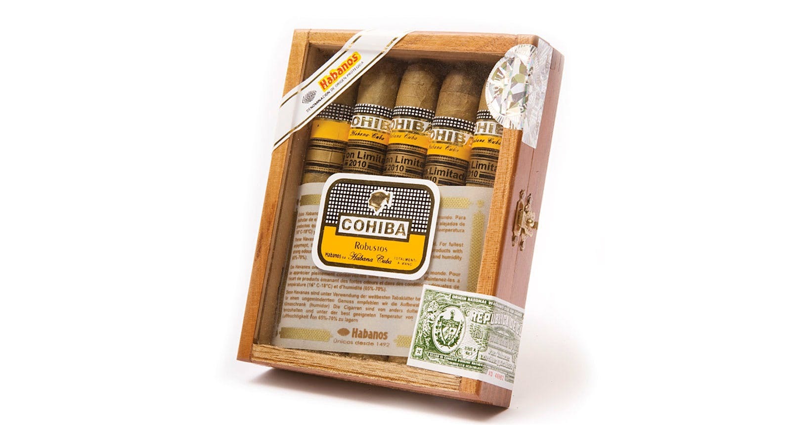 Box of fake cuban cigars, Cohiba cigars with a glass top counterfeit