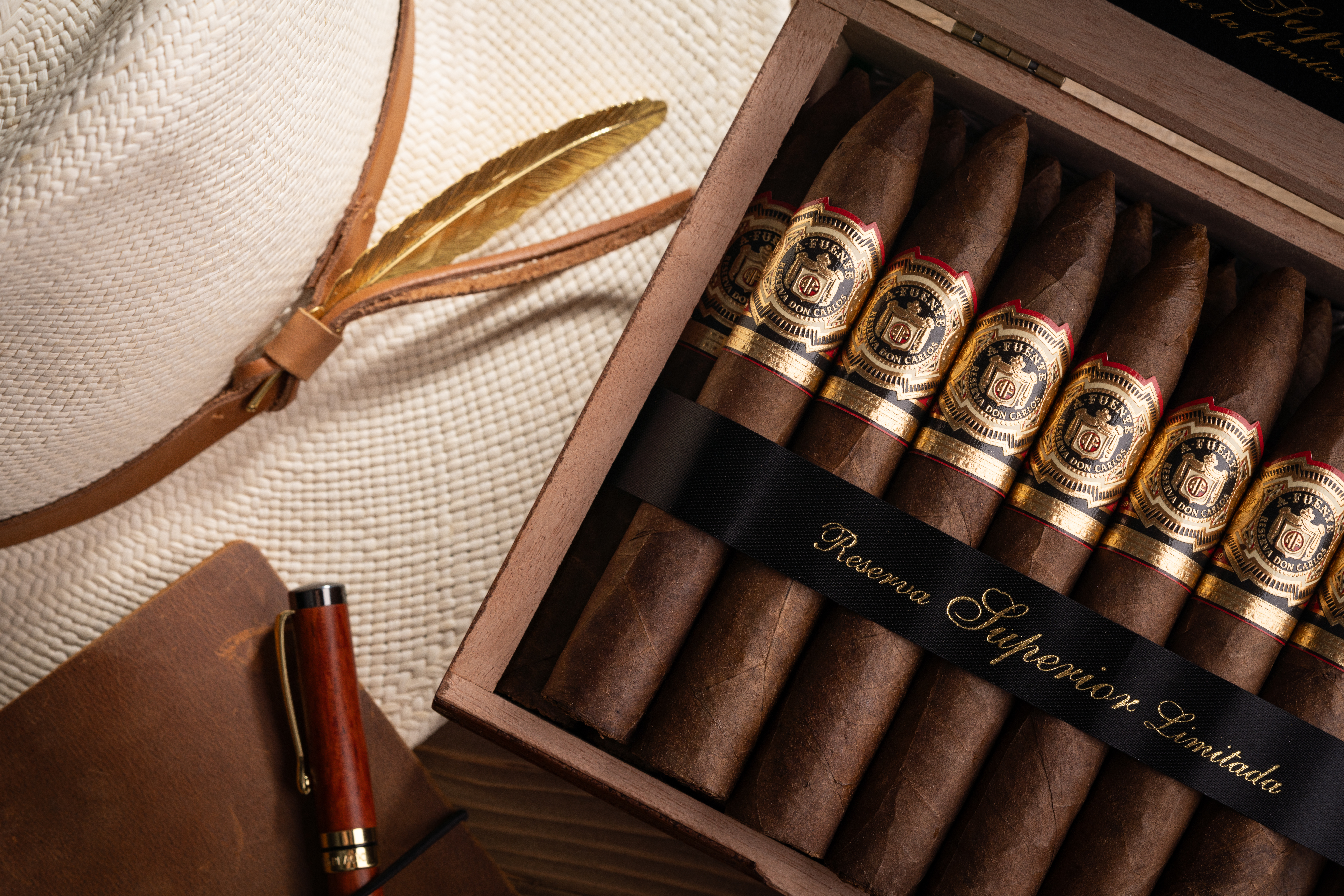 Open box of Fuente Don Carlos No 2 cigars, top cigars in the Arturo Fuente portfolio