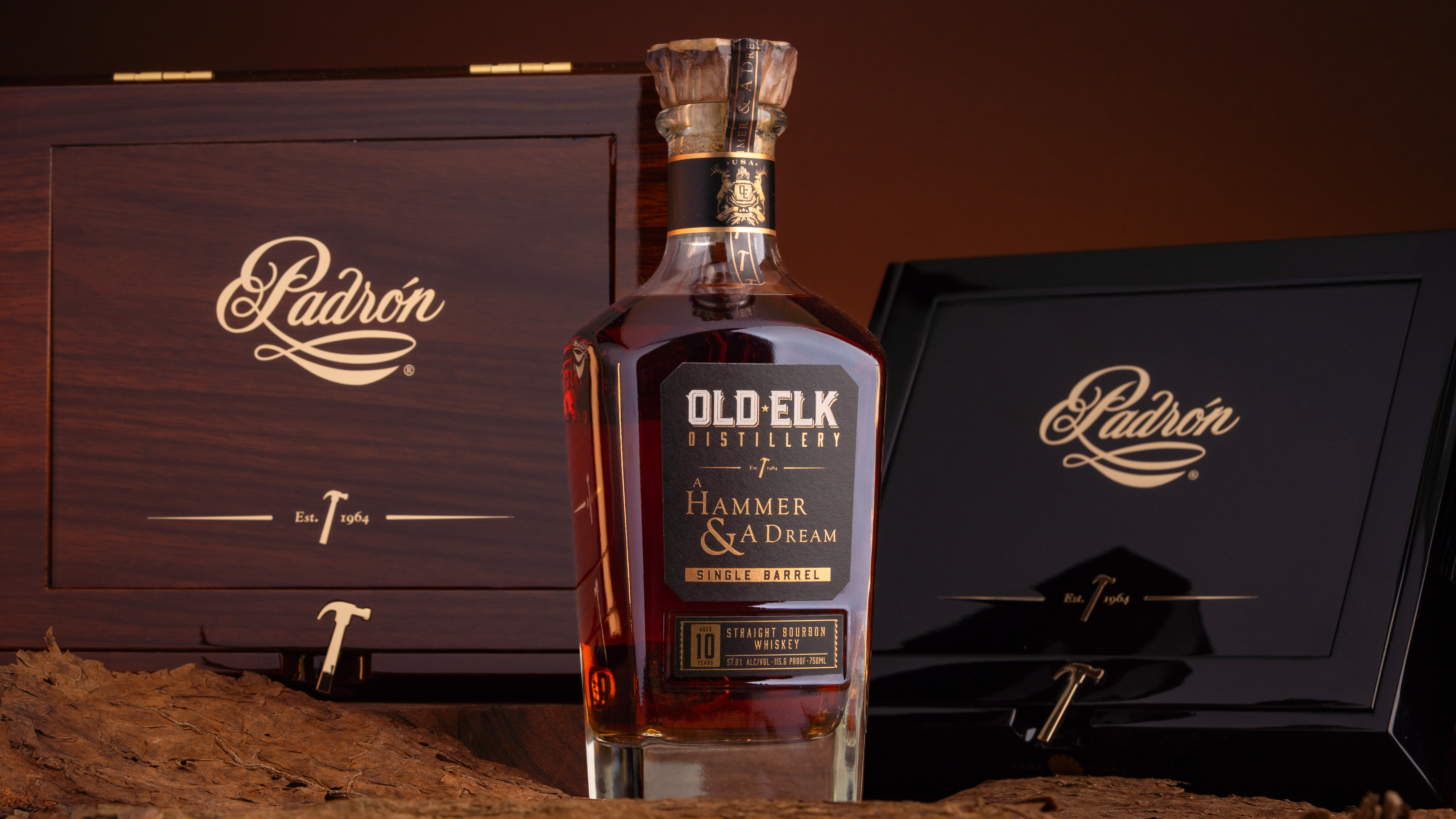 Padron Rare Finds cigar boxes paired with Old Elk Single Barrel Bourbon