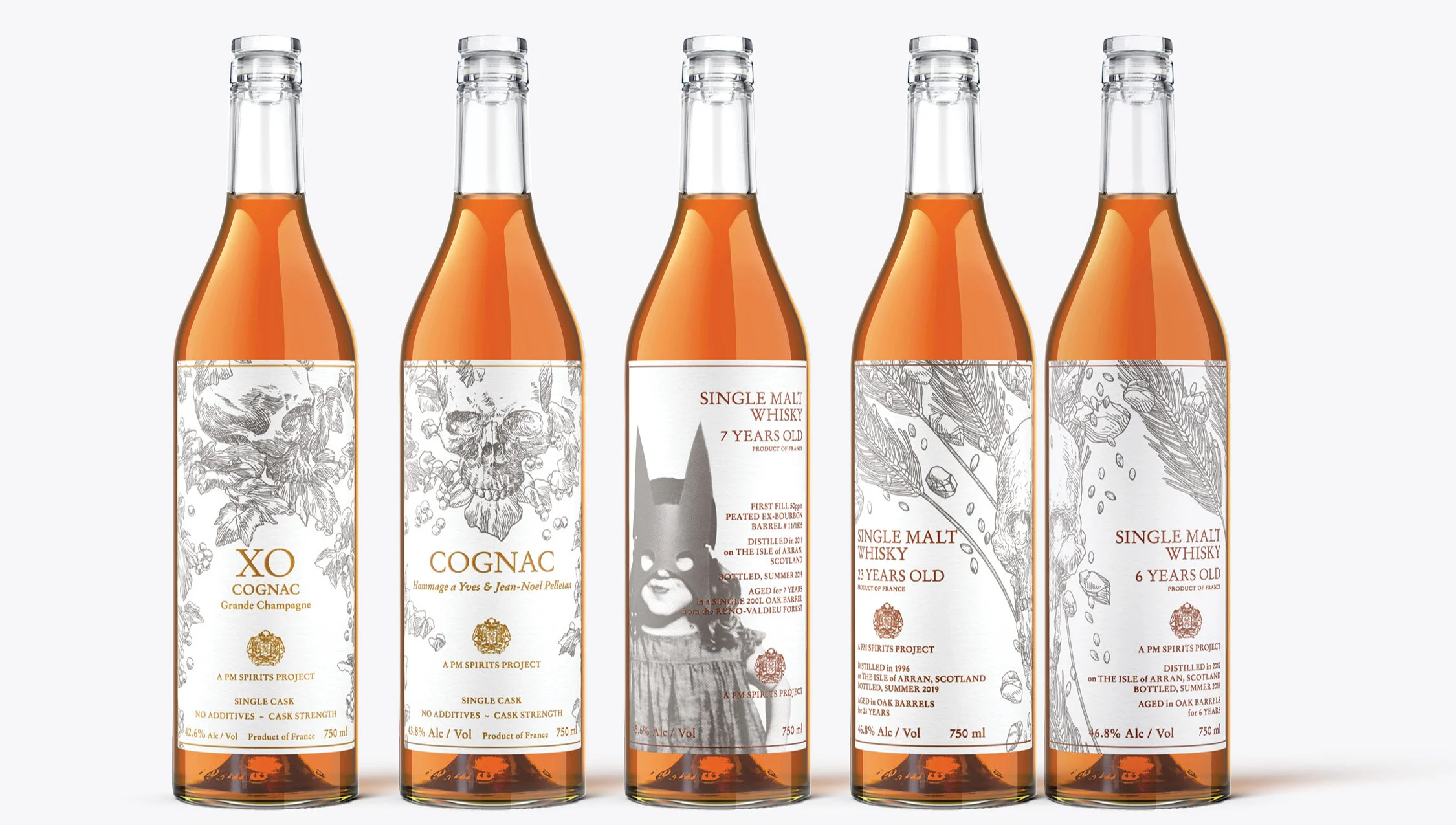 PM Spirits cognac bottles sourced in France by Nicholas Palazzi