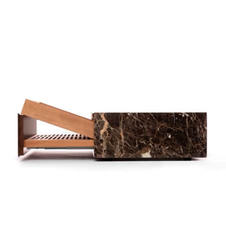 Litolite Humidor Emperador Marble side view drawer open