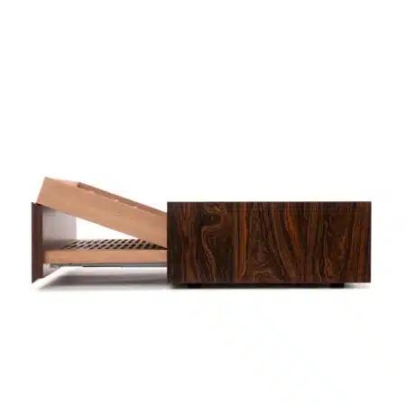 Litolite Humidor Bootee Exotic Wood Made in Italy Cigar Side View Drawer Open