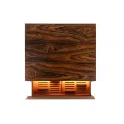 Litolite Humidor Bootee Exotic Wood Made in Italy Cigar Drawer Open LED on