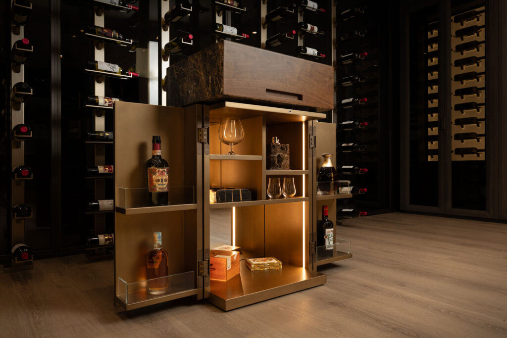 Explore the Litolite Bar Cabinet Collection at Tobacconist of Greenwich, featuring handcrafted Italian luxury bar cabinets with premium finishes and elegant designs side view