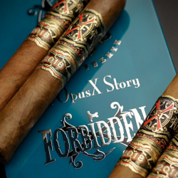 Limited edition set of rare Fuente Fuente Forbidden X cigars in blue Macassar humidor box cigar samplers