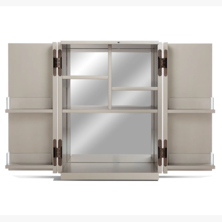 Explore the Litolite Bar Cabinet Collection at Tobacconist of Greenwich, featuring handcrafted Italian luxury bar cabinets with premium finishes and elegant designs silver front view