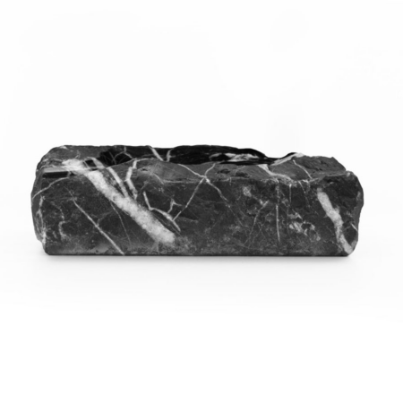 The Ashtray Nero Marquinia by Litolite is an exquisite piece made from Nero Marquinia marble side view