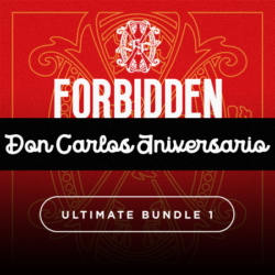 This exclusive bundle includes a box of 10 Don Carlos Edicion de Aniversario Toro cigars, paired with two Opus X Forbidden X Amor Sensual cigars front cover