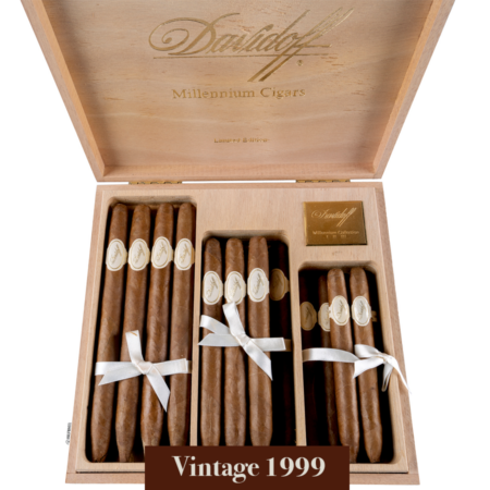 Close-up of Davidoff Millennium Blend Perfecto cigars with aged Ecuadorian sun-grown wrapper