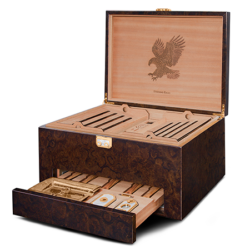 Stefano Ricci Burl Walnut Humidor with Gold Accents and 72 Opus X Cigars