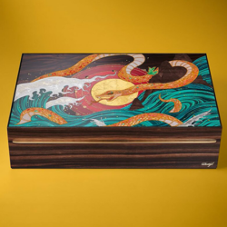 Davidoff Year of the Snake Masterpiece Humidor with elegant marquetry and 24-carat gold accents