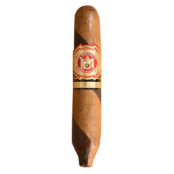 Arturo Fuente Hemingway Between the Lines cigar showcasing its distinctive barber pole wrapper