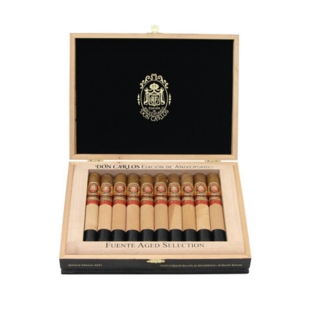 Fuente Don Carlos Edicion de Aniversario Double Robusto box with elegant design.